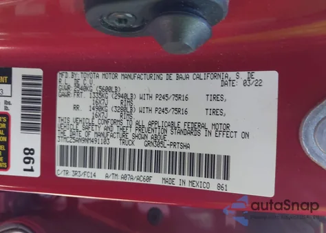 2022 Toyota Tacoma Sr5 V6 z USA, uszkodzony, nr VIN 3TMCZ5AN9NM491103